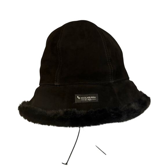 Koolaburra by UGG Bucket Hat Leather Suede Faux Fur Lined Winter Black Size L/XL main image 5